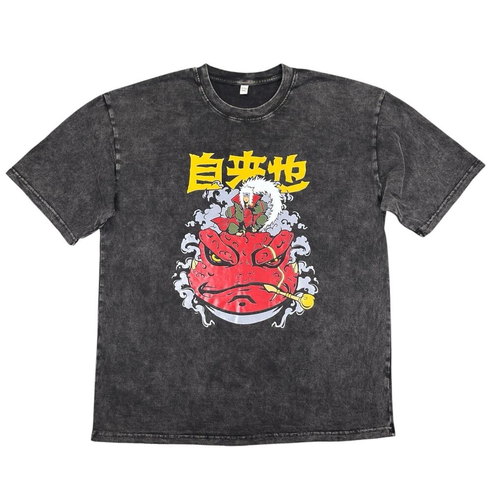 Anime T‑Shirt XXXL Black Jiraiya Toad Graphic Short Sleeve Tee